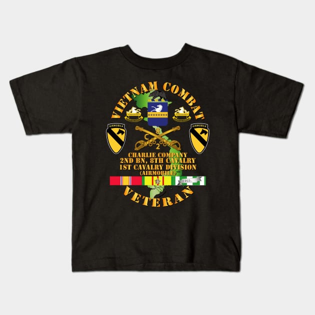 Vietnam Combat Cavalry Veteran w Charlie - 2nd Bn 8th Cav COA - 1st Cav Div SSI Kids T-Shirt by twix123844